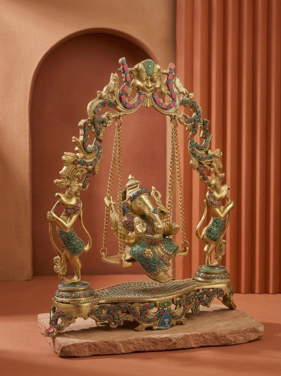 Handcrafted Brass Ganesha on Jhula Swing