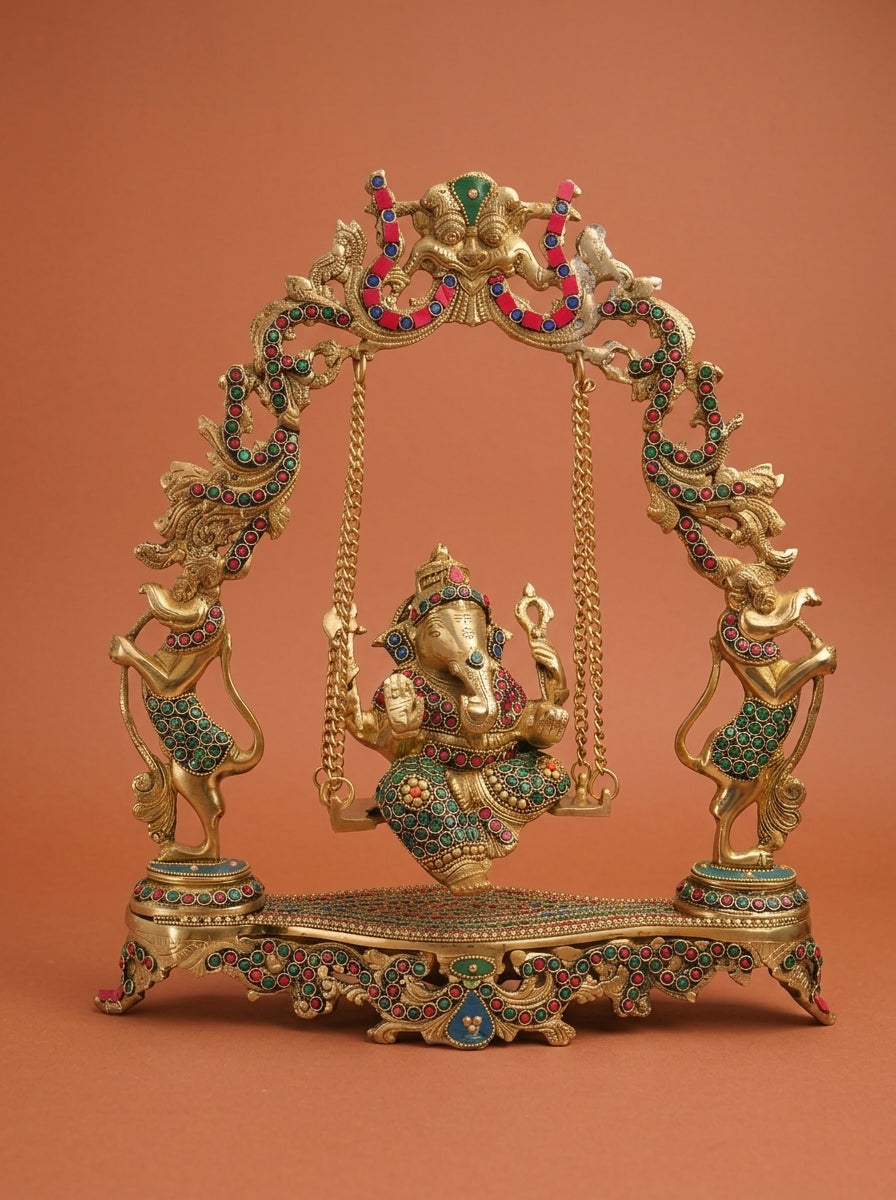 Handcrafted Brass Ganesha on Jhula Swing