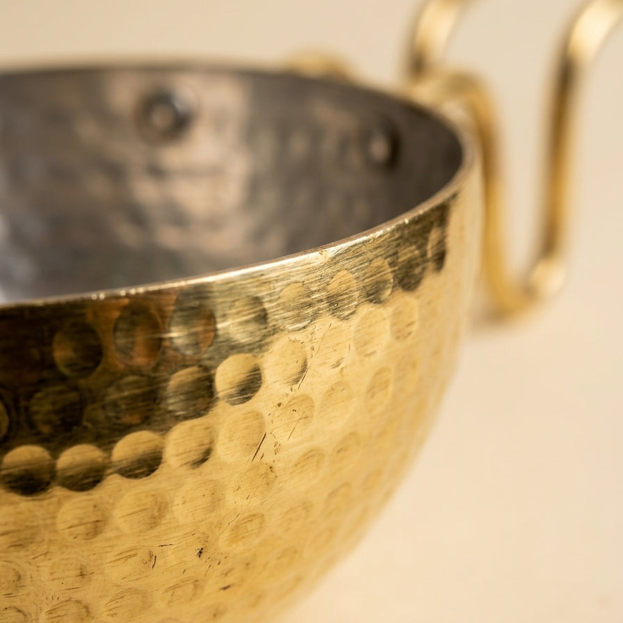 Brass Tadka Pan with Traditional Kalai