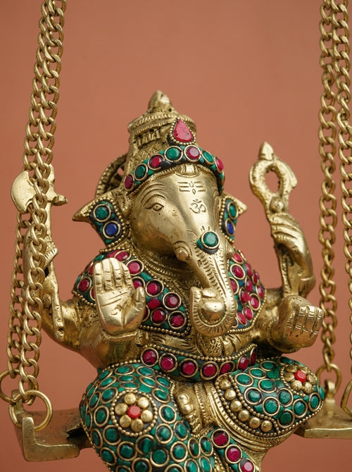 Handcrafted Brass Ganesha on Jhula Swing
