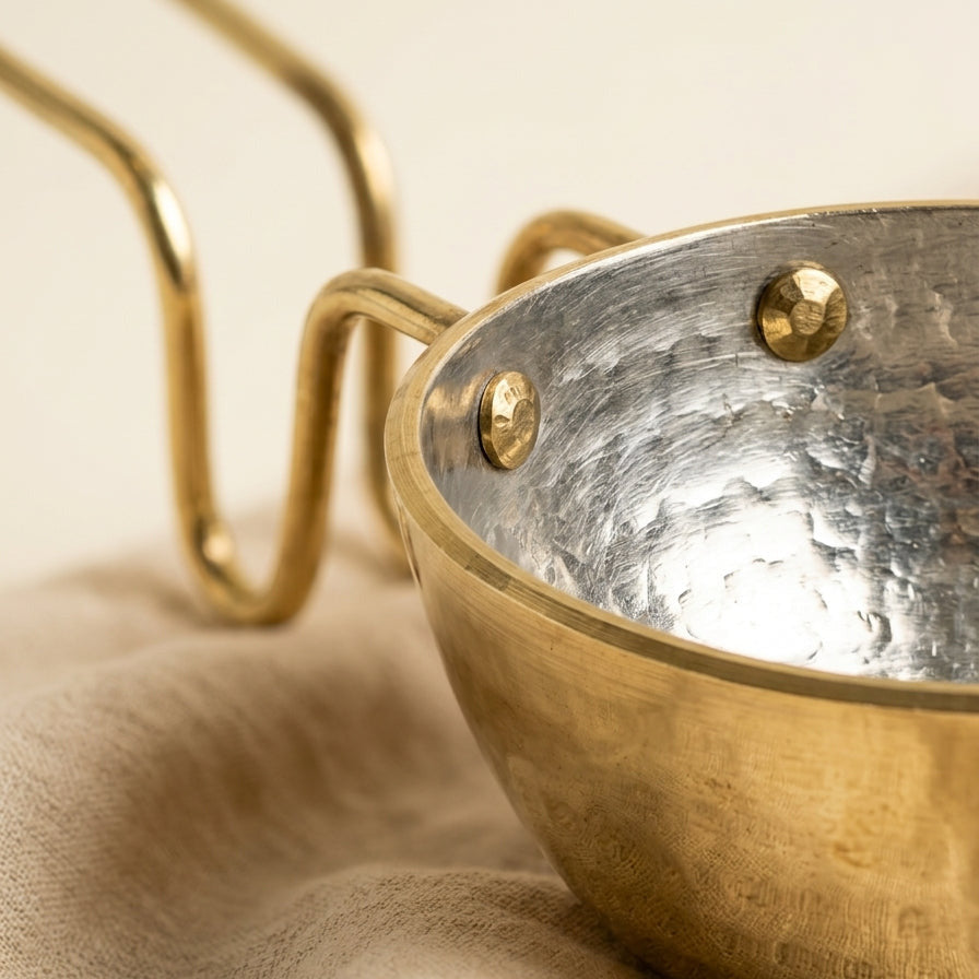 Brass Tadka Pan with Traditional Kalai