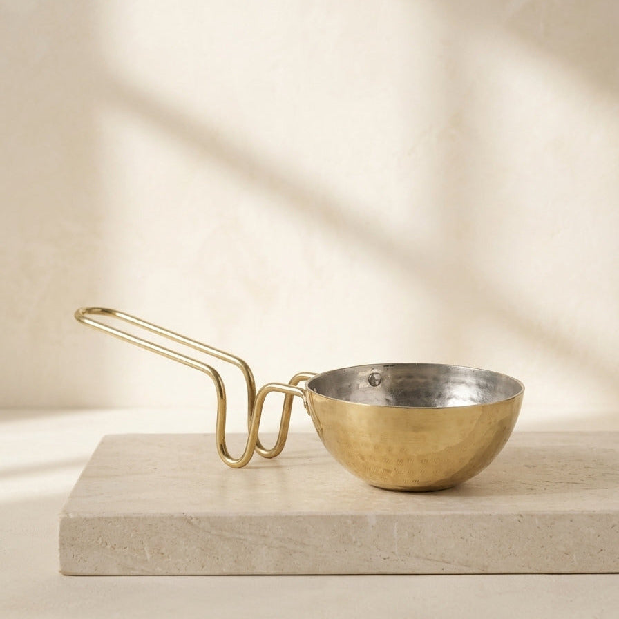 Brass Tadka Pan with Traditional Kalai