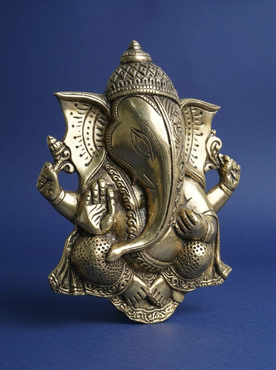 Handcrafted Brass Lord Ganesha Wall Hanging Sculpture - View 1