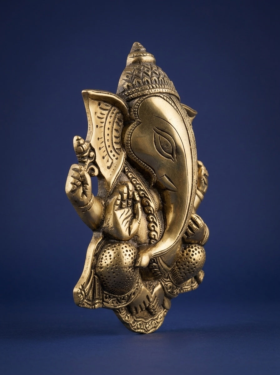 Handcrafted Brass Lord Ganesha Wall Hanging Sculpture - View 3