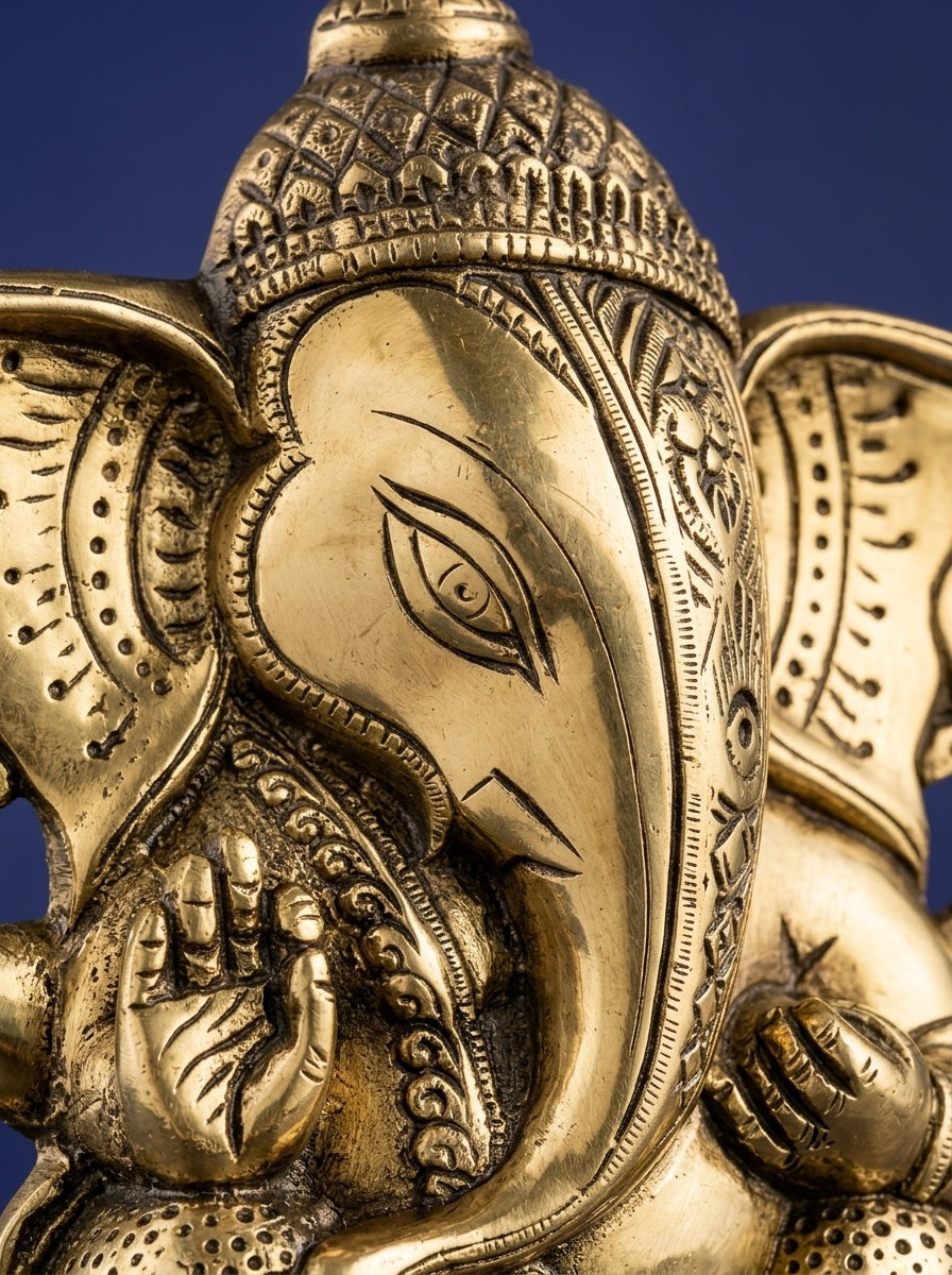 Handcrafted Brass Lord Ganesha Wall Hanging Sculpture - View 4