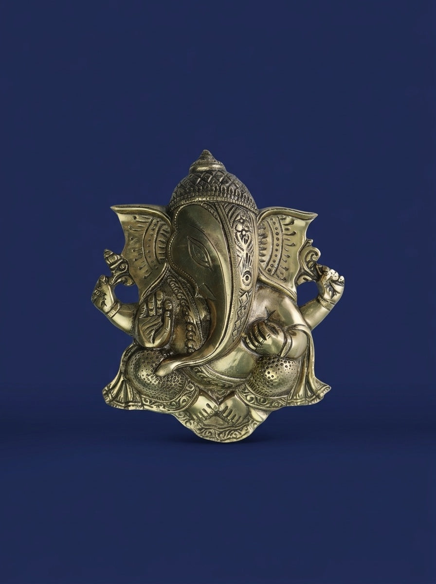 Handcrafted Brass Lord Ganesha Wall Hanging Sculpture - View 6