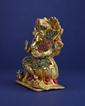 Handcrafted Brass Meenakari Lord Ganesha Idol – 5 Inch — Three-quarter hero