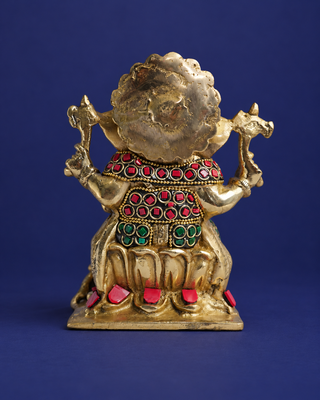 Handcrafted Brass Meenakari Lord Ganesha Idol – 5 Inch — Alternate rear view