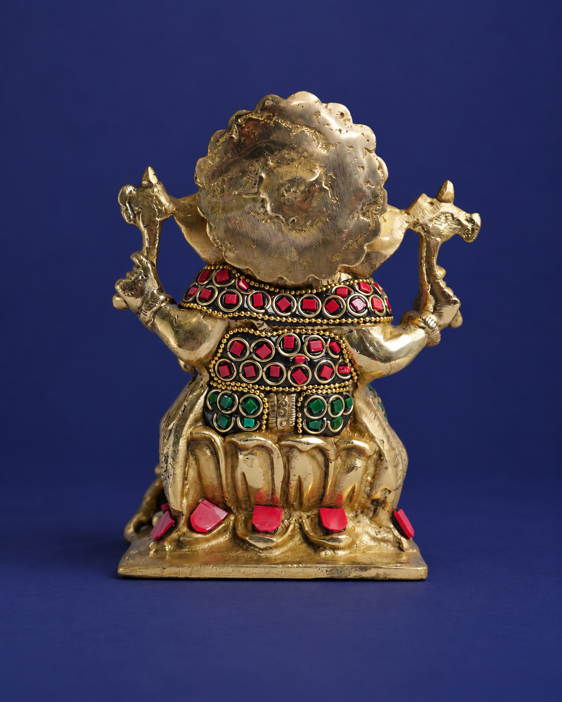 Handcrafted Brass Meenakari Lord Ganesha Idol – 5 Inch — Alternate rear view