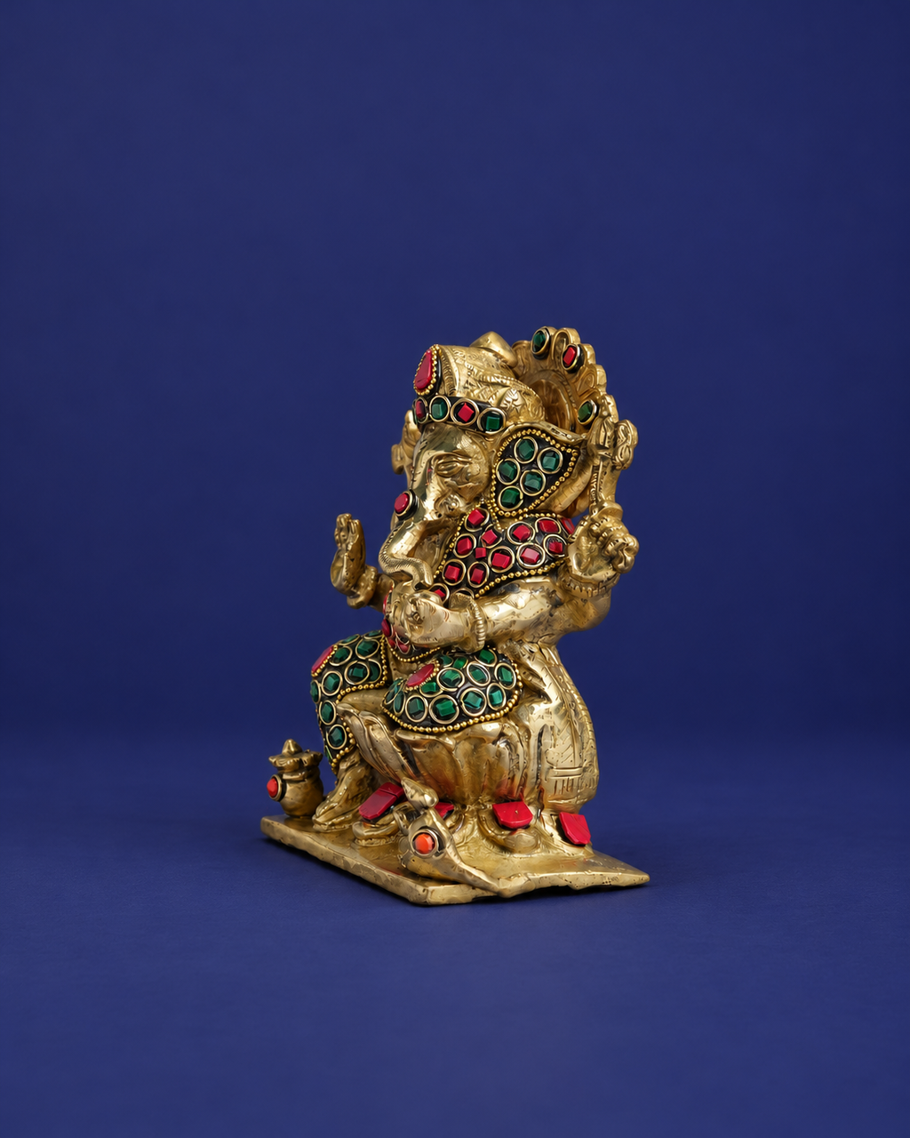 Handcrafted Brass Meenakari Lord Ganesha Idol – 5 Inch — Wider hero