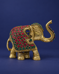 Brass Maharaja Elephant Showpiece – 13 cm — Three-quarter hero