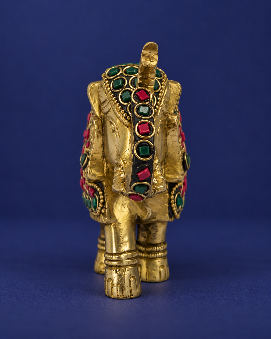 Brass Maharaja Elephant Showpiece – 13 cm — Straight-on front