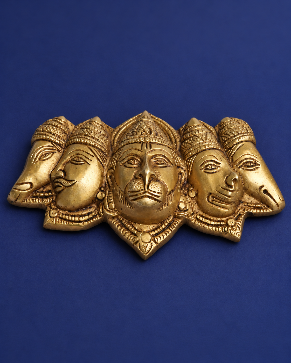 Brass Panchmukhi Hanuman Face Wall Hanging — Alternate view