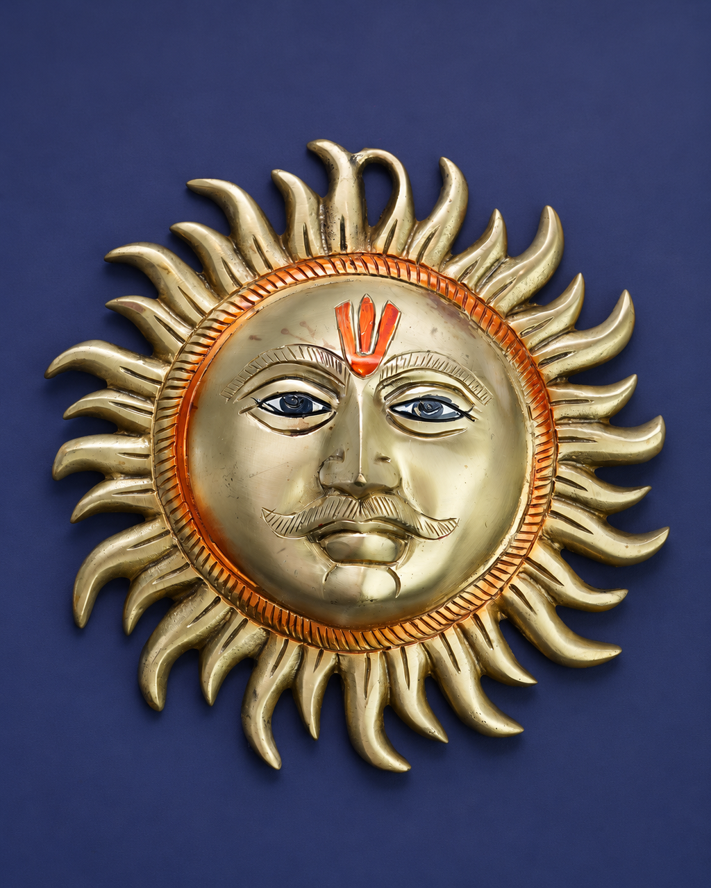 Brass Surya Narayan Face Wall Hanging — Three-quarter hero