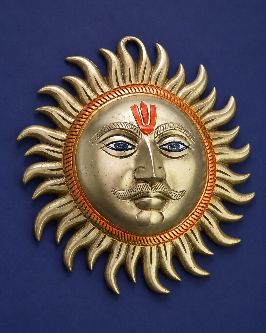 Brass Surya Narayan Face Wall Hanging — Alternate view