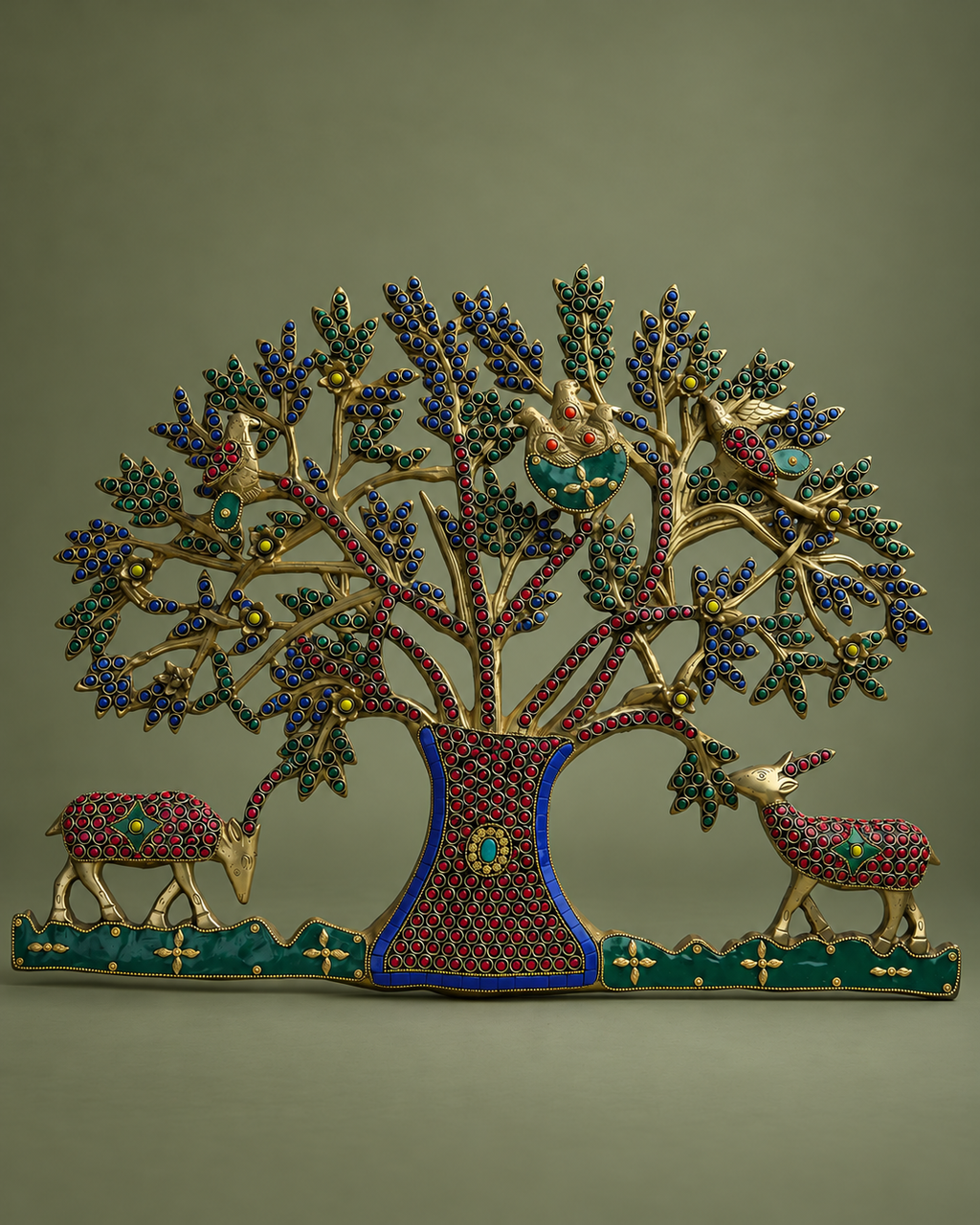 Brass Meenakari Kalpavriksha Tree Wall Hanging — Alternate view