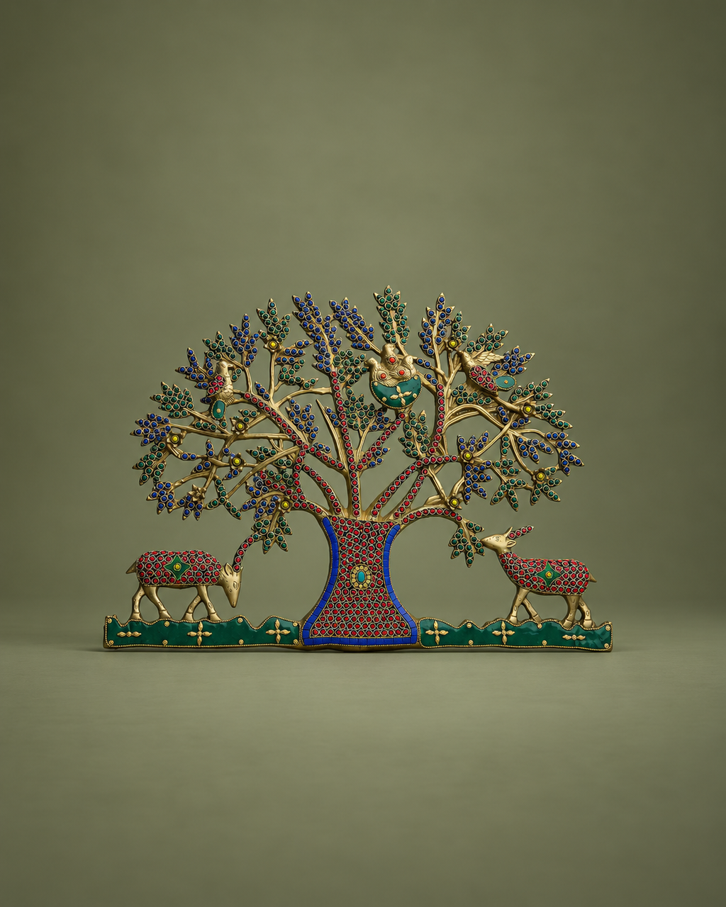 Brass Meenakari Kalpavriksha Tree Wall Hanging — Wider hero