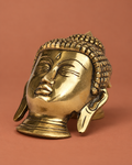 Brass Buddha Face Wall Hanging — Three-quarter hero