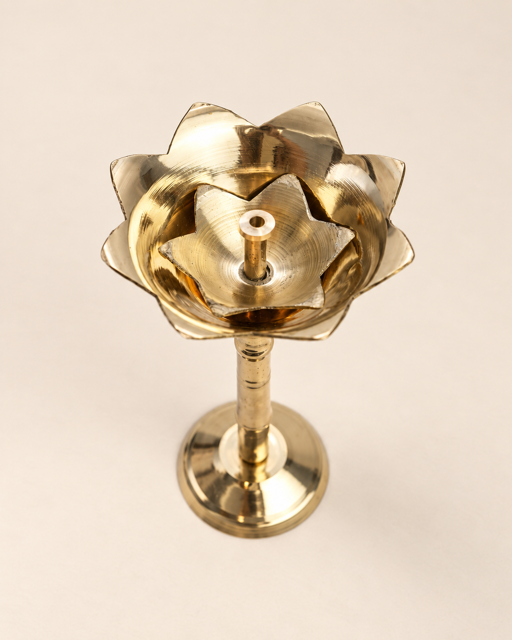 Brass Kamal Akhand Diya with Stand — Alternate view