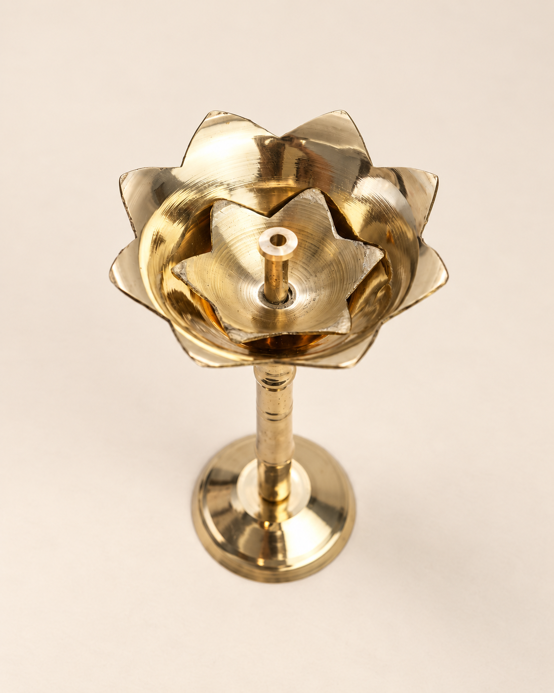 Brass Kamal Akhand Diya with Stand — Alternate view