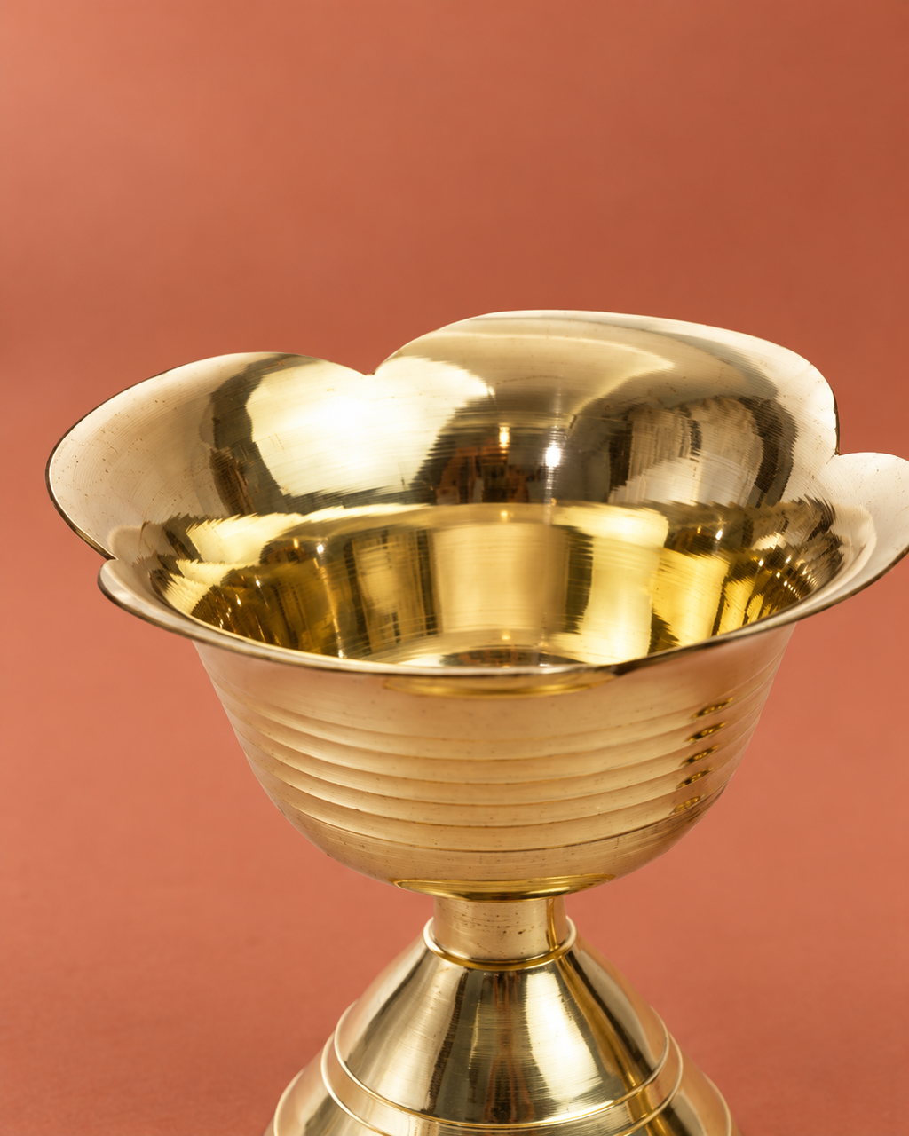 Brass Lotus Design Akhand Diya Set — Craft detail