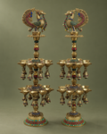 Brass Peacock Deepmala Pair with Stone Work — Three-quarter hero