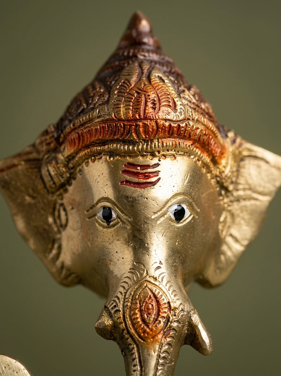 Handcrafted Solid Brass Ganesha Wall Han - View 4