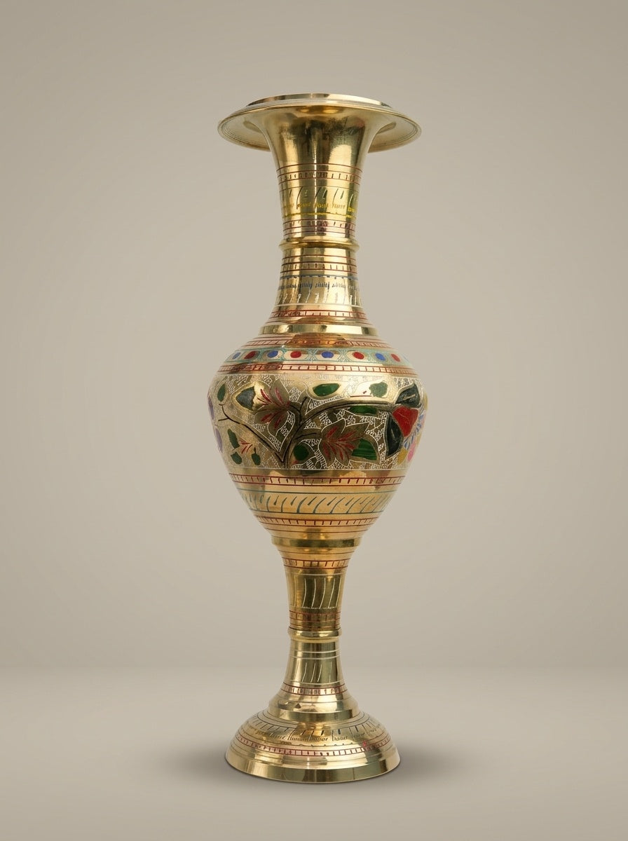 Meenakari Decorative Brass Metal Vase - View 2