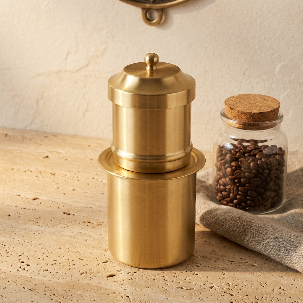 Kaapi Parampara Handcrafted Brass Coffee Filter (Matte Satin Finish)
