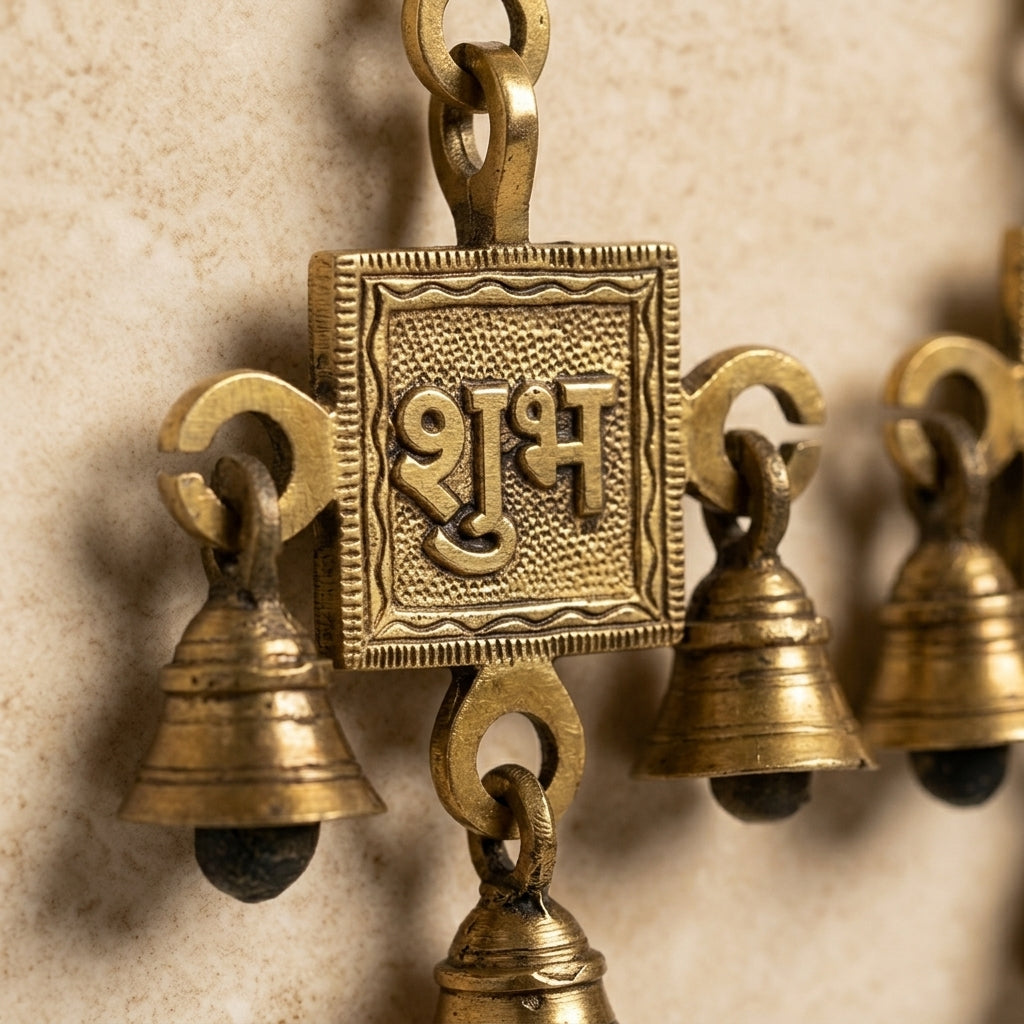 Mangala Dhwani Shubh Labh Brass Hanging Bells (Set of 2)